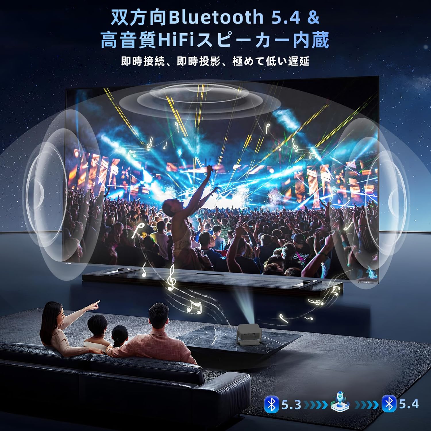 Lisowod 360° Rotating Projector with Bluetooth 5.4 audio