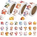 JIXZEN 3 Rolls Animal Stickers for Kids, 1500 Pieces, for Toddlers 2-4, 24 Designs, Farm/Ocean/Wild Motivational Toddler Stickers for Potty Training, Reward, School Supplies (1") gallery image