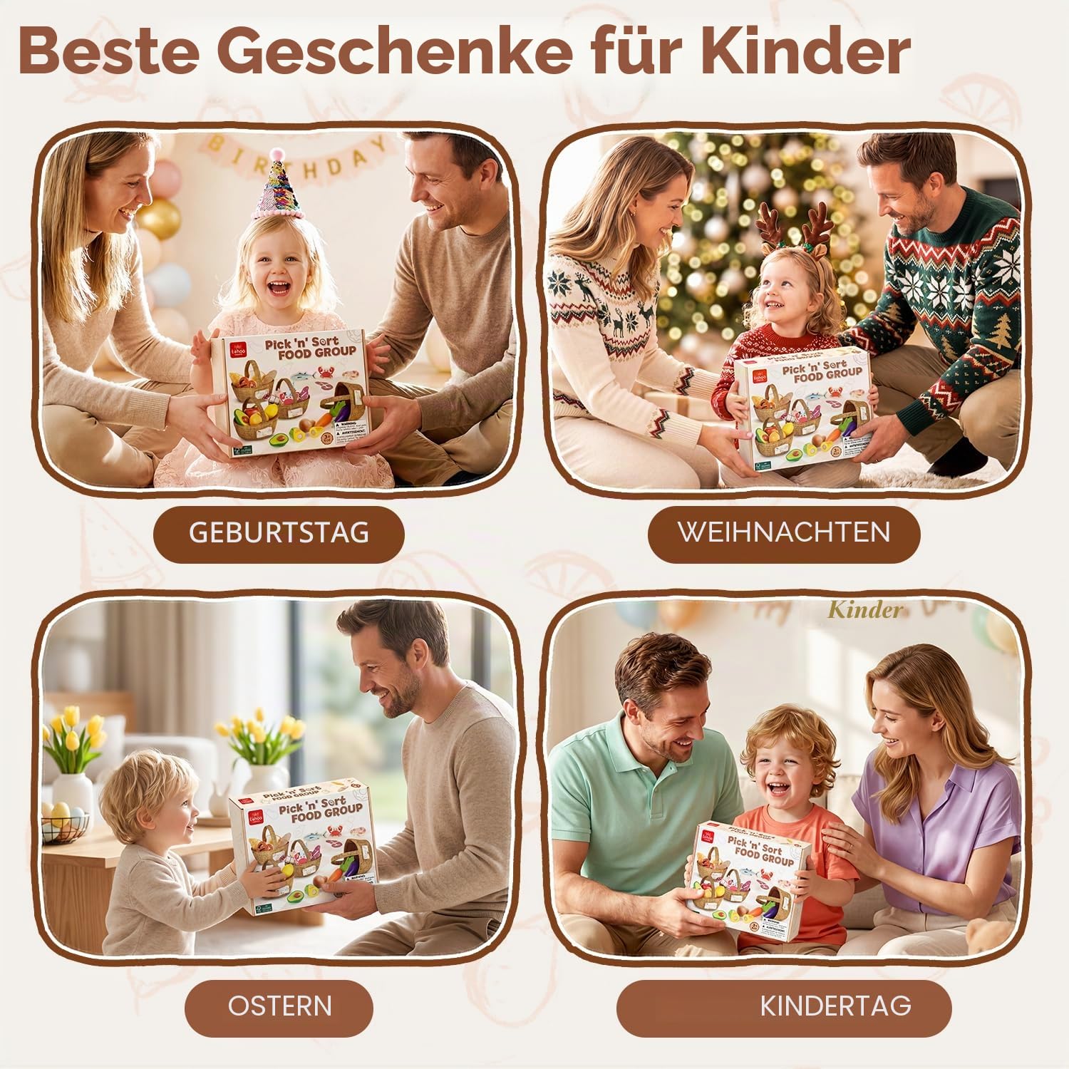 Lehoo Castle Kinderküche Zubehör, Kaufladen Zubehör Holz, Spielküche Zubehör, Spielzeug ab 3 Jahre, Kaufmannsladen Zubehör, Holzspielzeug, Mädchen Geschenke 3 Jahre
