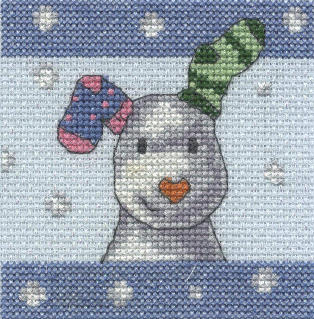Dmc Blue Cross Stitch Kit - The Snowdog - Snowflakes