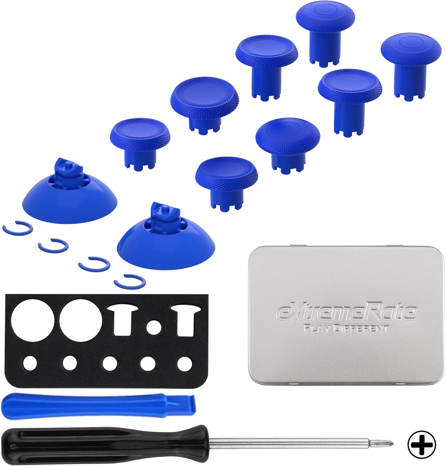 eXtremeRate ThumbsGear V3 Interchangeable Thumbsticks for Xbox Core Controller, 4 Height Adjustable Convex and Concave Grip Joysticks for Xbox One S/X/Elite, for Nintendo Switch Pro Controller - Blue - Image 2