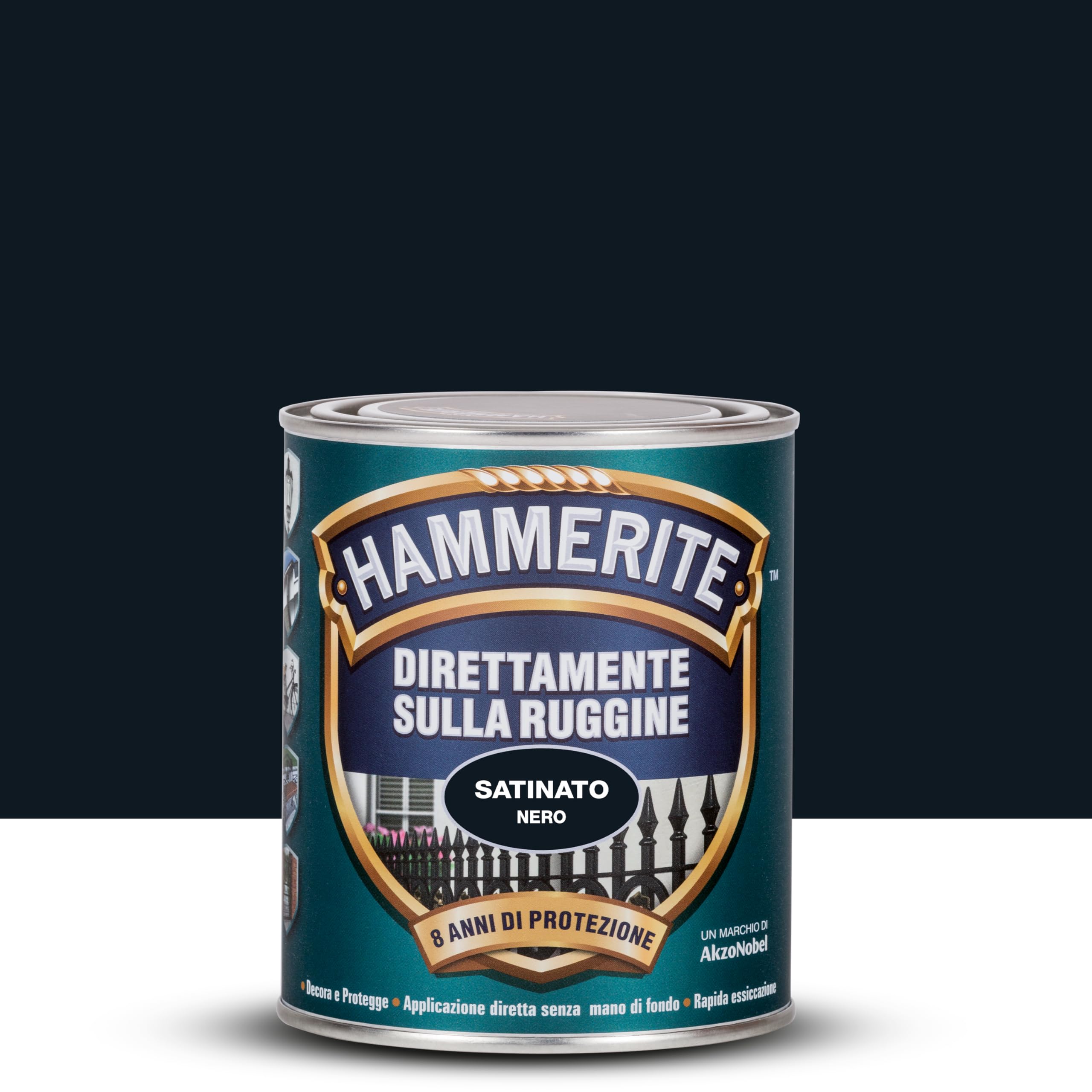 Hammerite Direttamente Sulla Ruggine Satinato Nero 2,5 L