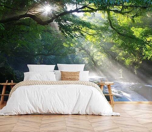 Miniatura 7 de Mural de pared de bosque nebuloso, papel tapiz de paisaje natural abstracto, patrones de decoración de pared de fondo (no autoadhesivo)