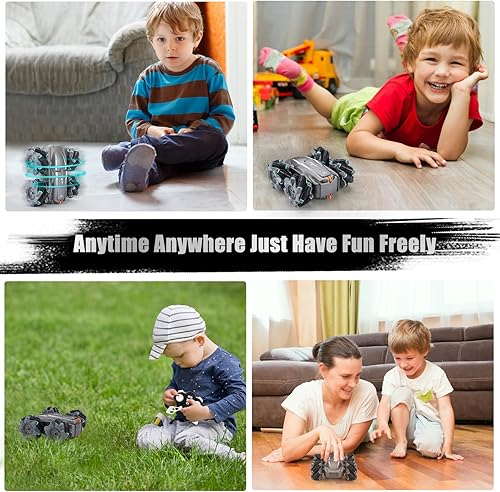 Miniatura 5 de Kannino Auto de acrobacias a control remoto de 2.4 GHz 4WD con luz fría de doble cara 360 voltea autos RC autos de juguete de deriva rápida para