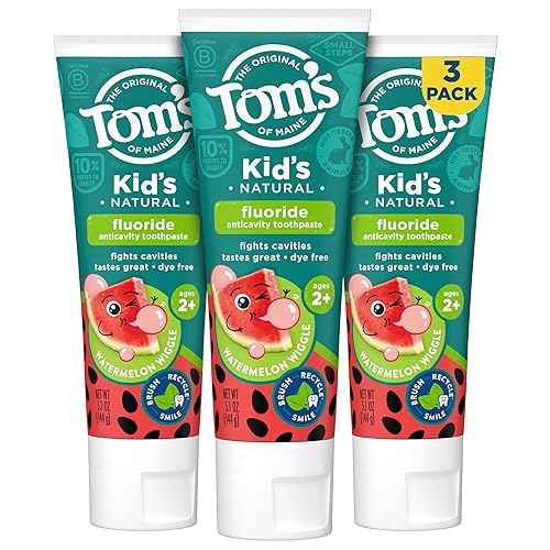 Tom's of Maine Help Save the Animals - Pasta dental natural con flúor para niños, sabor sandía, 5.1 onzas - Paquete de 3