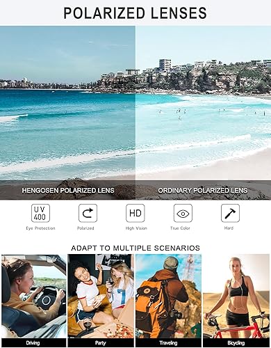 Miniatura 6 de HENGOSEN Square Sunglasses for Women and Men, Oversized Sun Glasses with 100% UV Protection