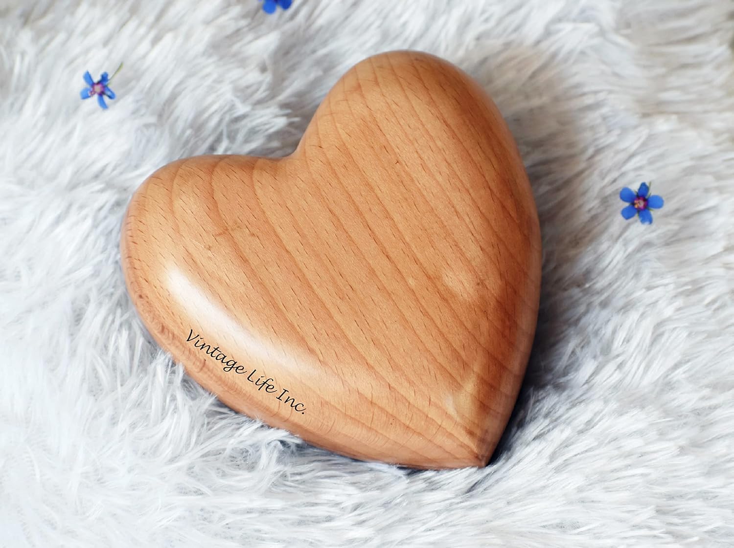 Heart-Shaped Hand-Painted Wooden Cremation Urn, Biodegradable Memorial Keepsake Box for Human or Pet Ashes, Natural Matte Finish