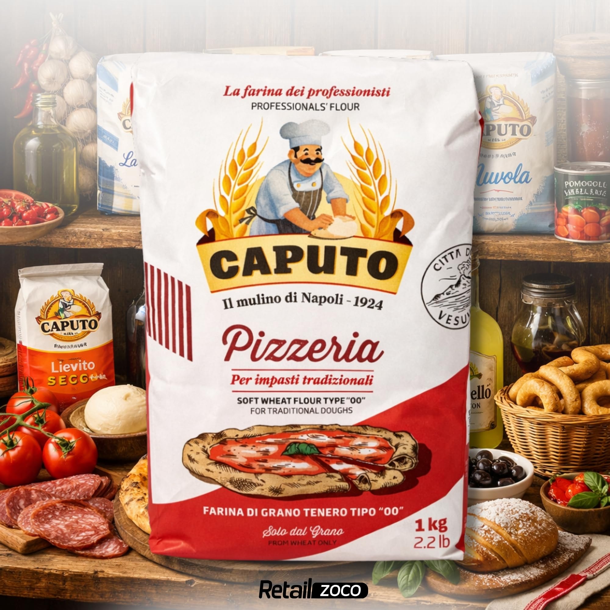 Harina Caputo Pizzeria, Origen Italiana, ideal para masas de alta hidratación, ligera y perfectamente levada, Recomendado para la clásica pizza napolitana, Tipo Harina 00, Contiene 1 unidad de 1 Kg - imagen 6