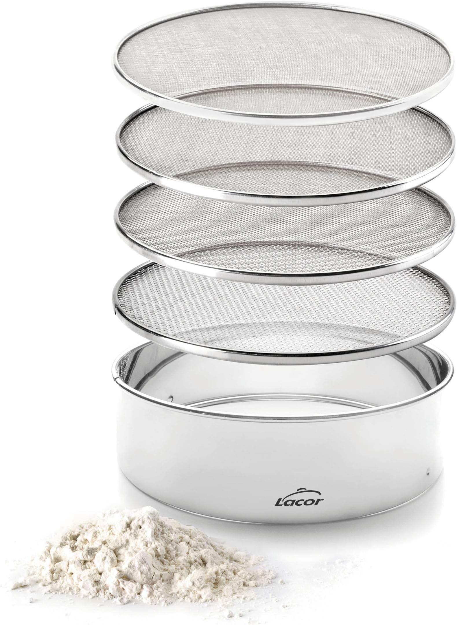 LACORInterchangeable 4 Mesh Sieve, Stainless Steel, Silver, 23 cm