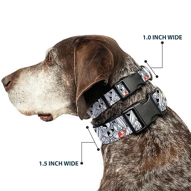 Foto 2 de 8 de Collar de Perro con Clip de plástico Bugs Bunny Expressions apilado Blanco Negro Gris 9 a 15 Pulgadas 0.5…