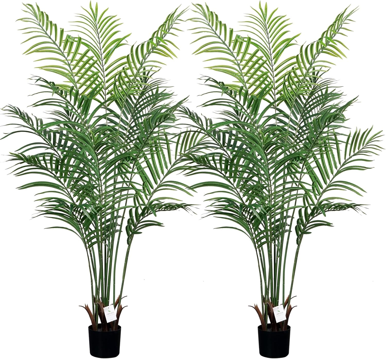 Leflos Artificial Plants Indoor Palm Trees, 5ft Tall Faux Dypsis Lutescens Plants with 13 Detachable Trunks, Large Tropical Fake Palm Trees Silk Floor Plants in Pot, Nice Home Decor, 2Pack