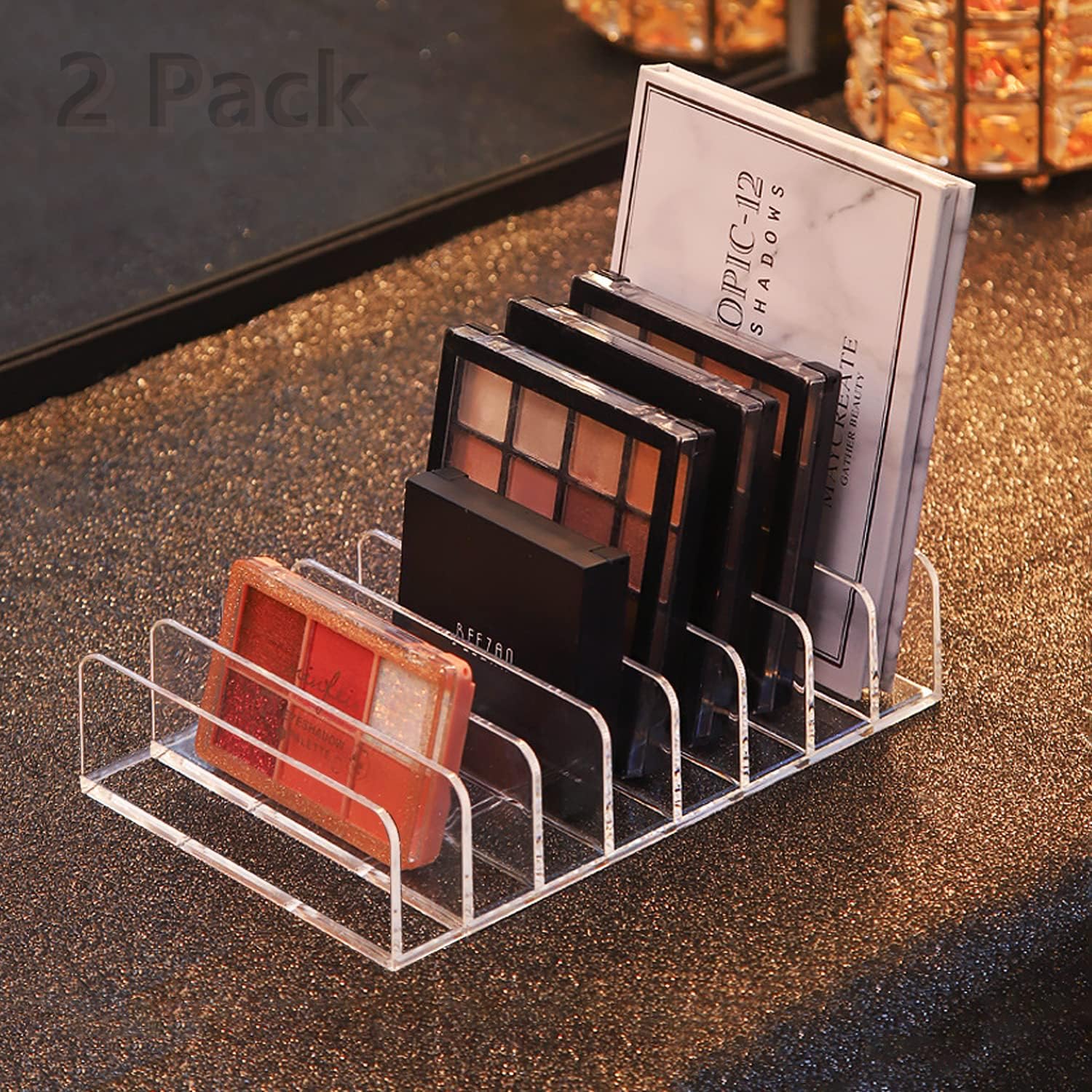 Clear Eyeshadow Makeup Organizer 2Pcs, 8Slot Acrylic Desk Organizer image 3