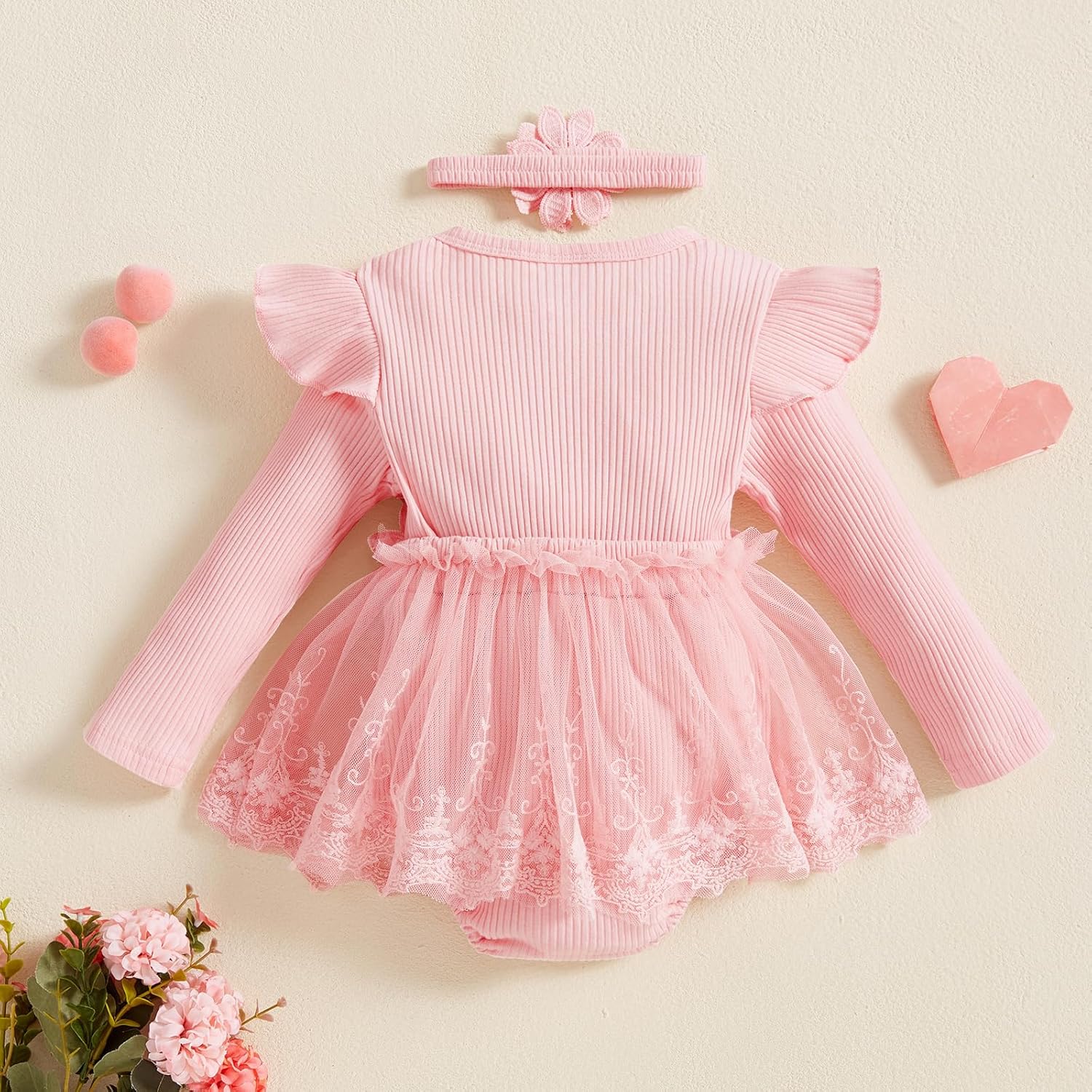 Baby Girl Dress Romper Flowers Embroidery Baby Lace Romper Infant Girl Fall Winter Clothes with Headband - Image 7