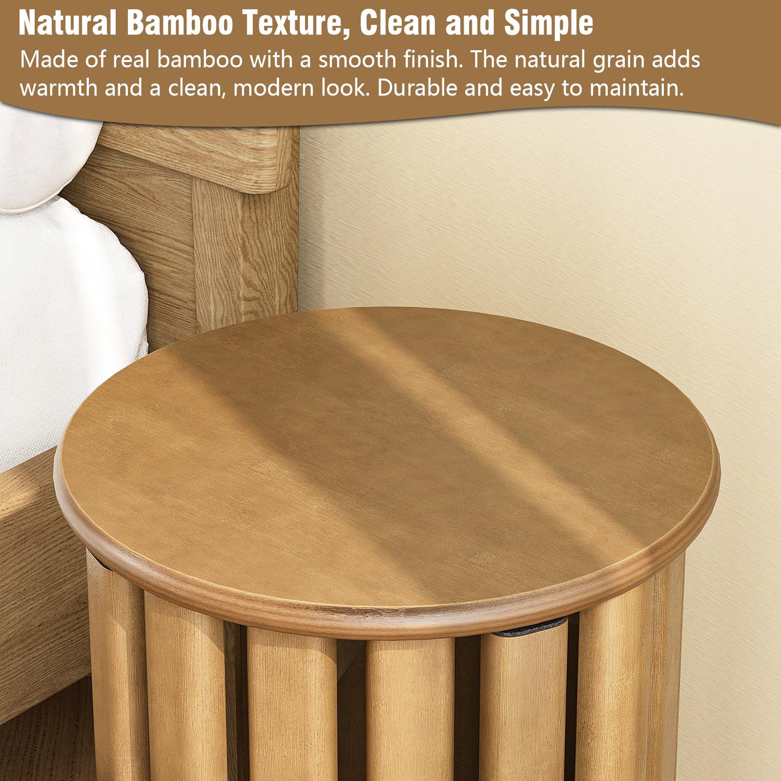 Sgabello impilabile in bambù con ruote, set 4-in-1, sgabello, tavolino e sedia, altezza 46 cm, per sala da pranzo, senza montaggio, per cucina, soggiorno, camera da letto, noce