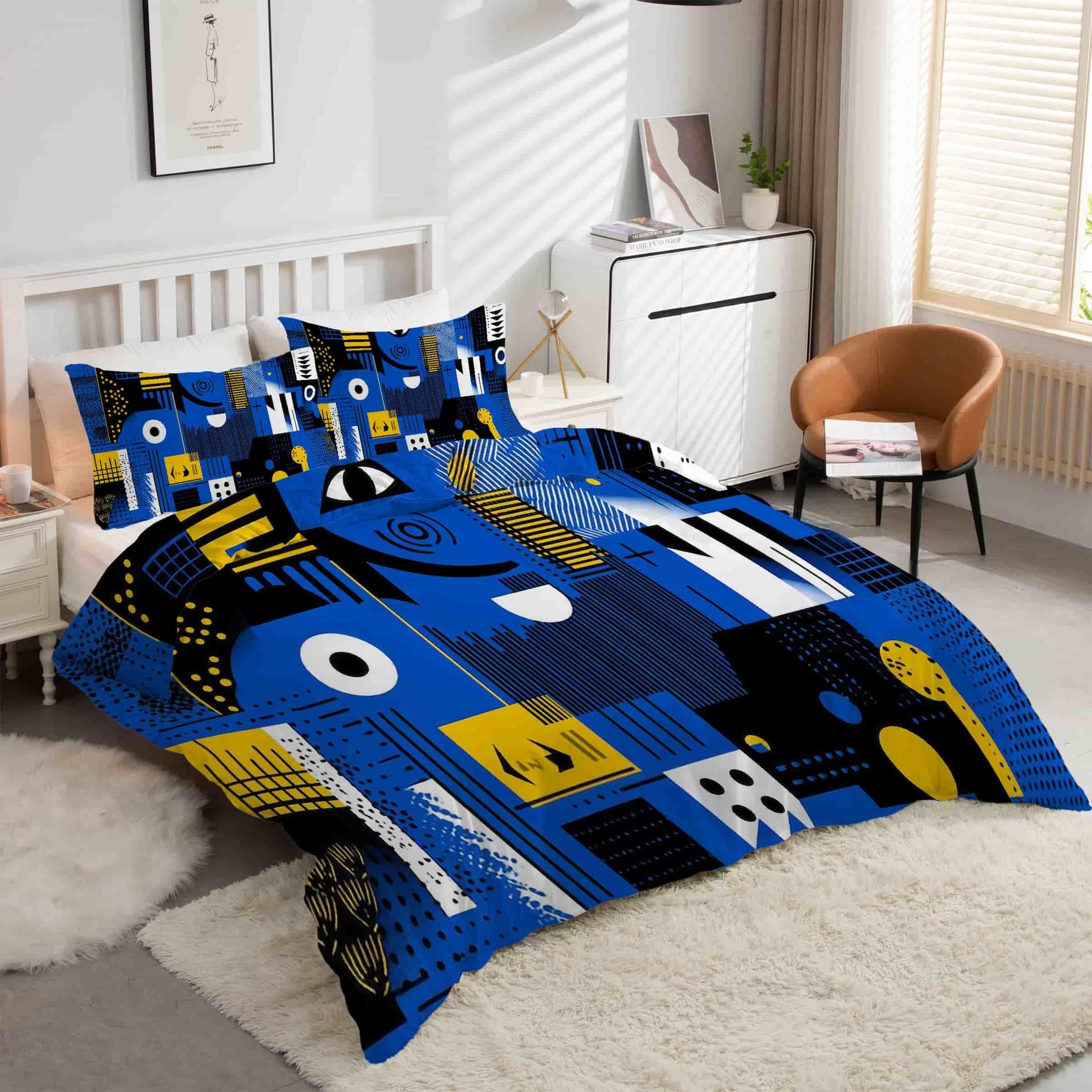 Housse couette microfibre douce 90x190 cm ArtYeux avec fermeture éclair