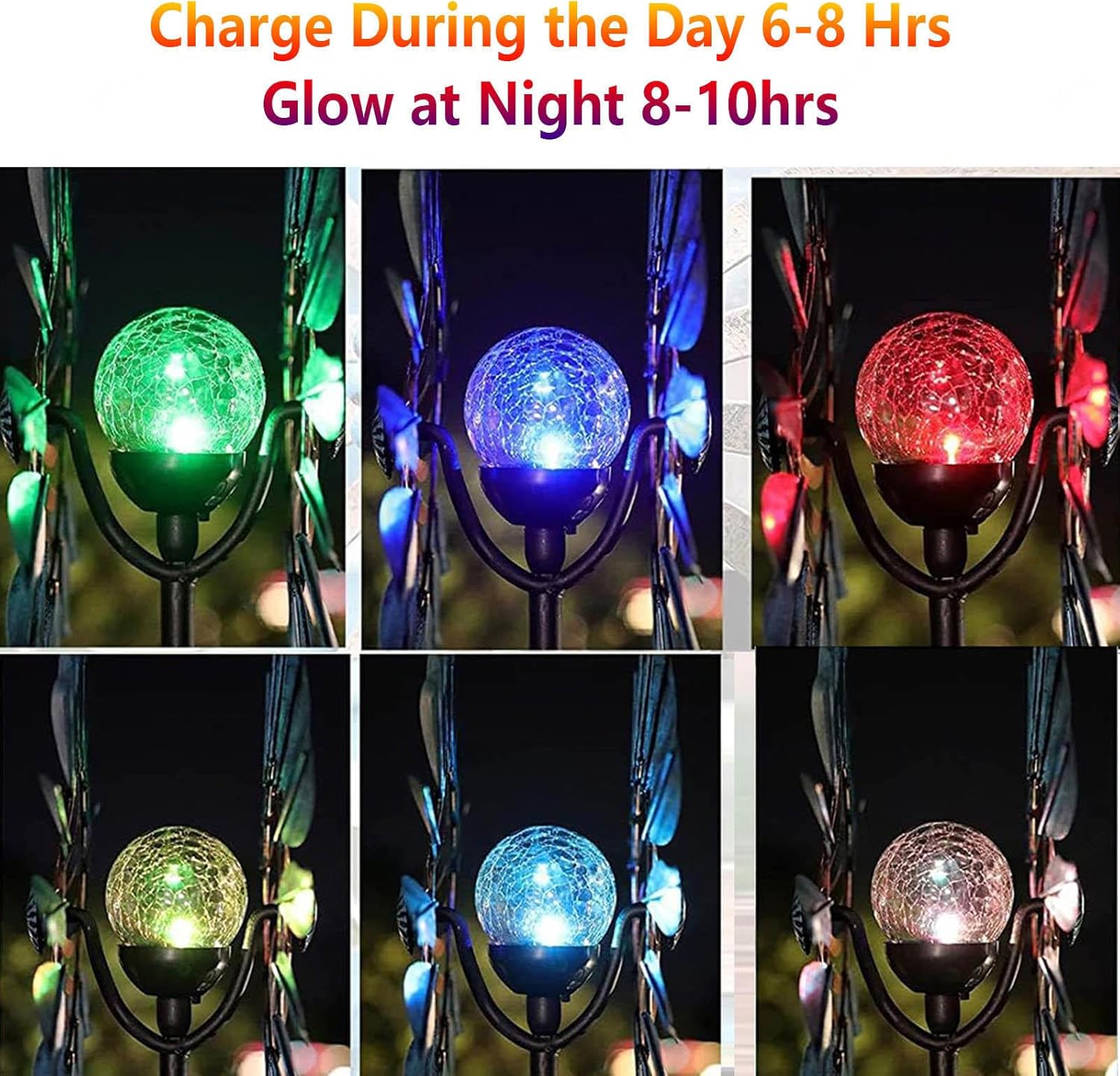 83in Garden Whirligig Spinners Color Led Changing Solar Powered Glass Ball Garden Spinners Outdoor Clearance
