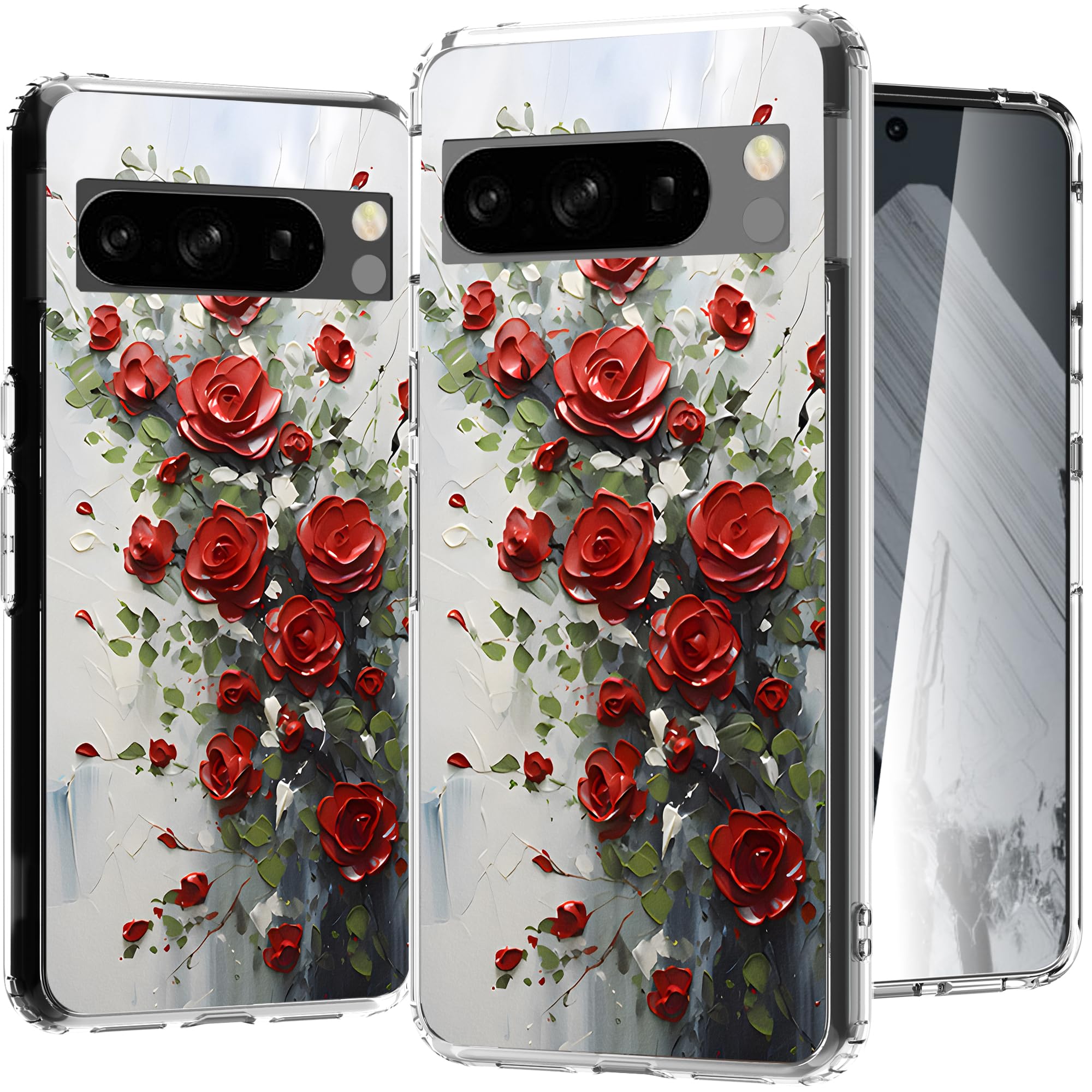 LORYVAN for Google Pixel 8 Case with Flower Design, Clear Floral Phone Cover Shockproof Soft TPU+Hard PC Protector for Women Girls(6.2”), Pic 13