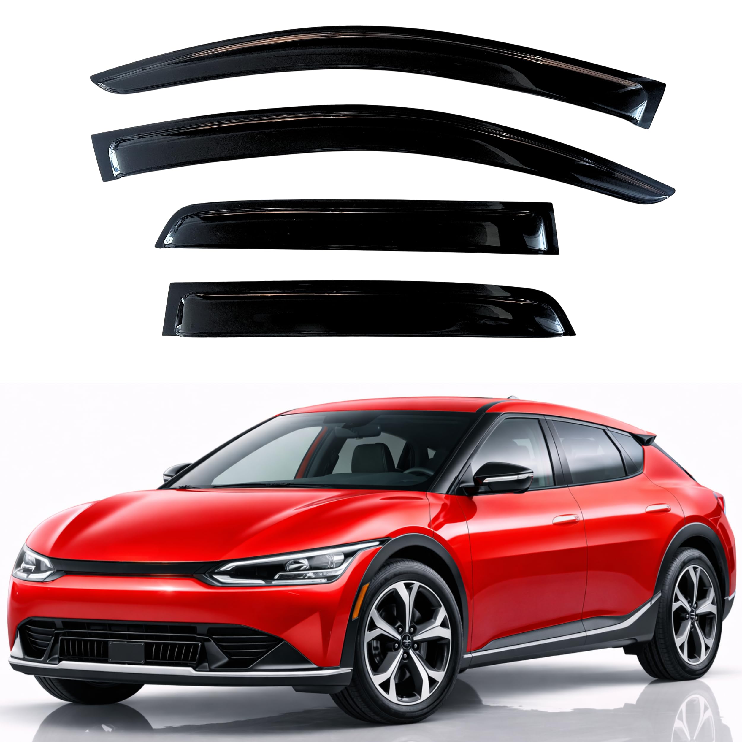 KPY Rain Guards Fit for 2022-2026 Kia EV6, Out-Channel Window Visors Vent Wind Deflectors 4PC, Car Accessories for 22-26 Kia EV6 (Excludes Turbo)