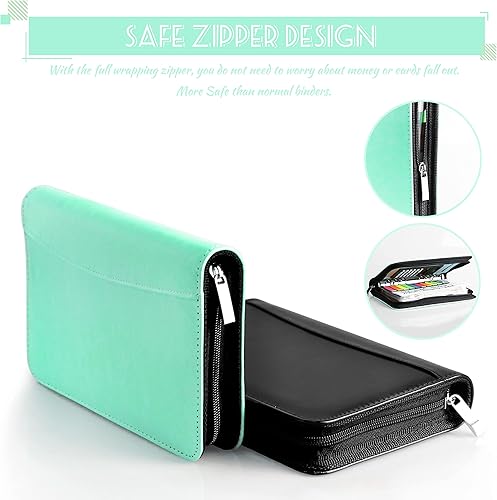 Miniatura 4 de Carpeta de presupuesto con sobres de cremallera, sobres de efectivo para presupuestos, planificador de presupuesto de piel sintética A6 2025 con