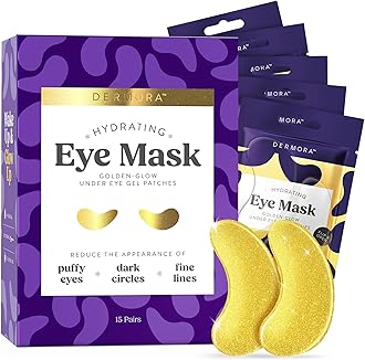 Dermora 24K Gold Eye Masks - 15 Pairs - Under Eye Bags & Dark Circles Treatment - Feel Fresh & Revitalized.