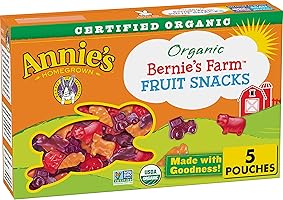 Annie's Organic Bernie's Farm Fruit Snacks, Gluten Free, 5 Pouches, 4 oz.