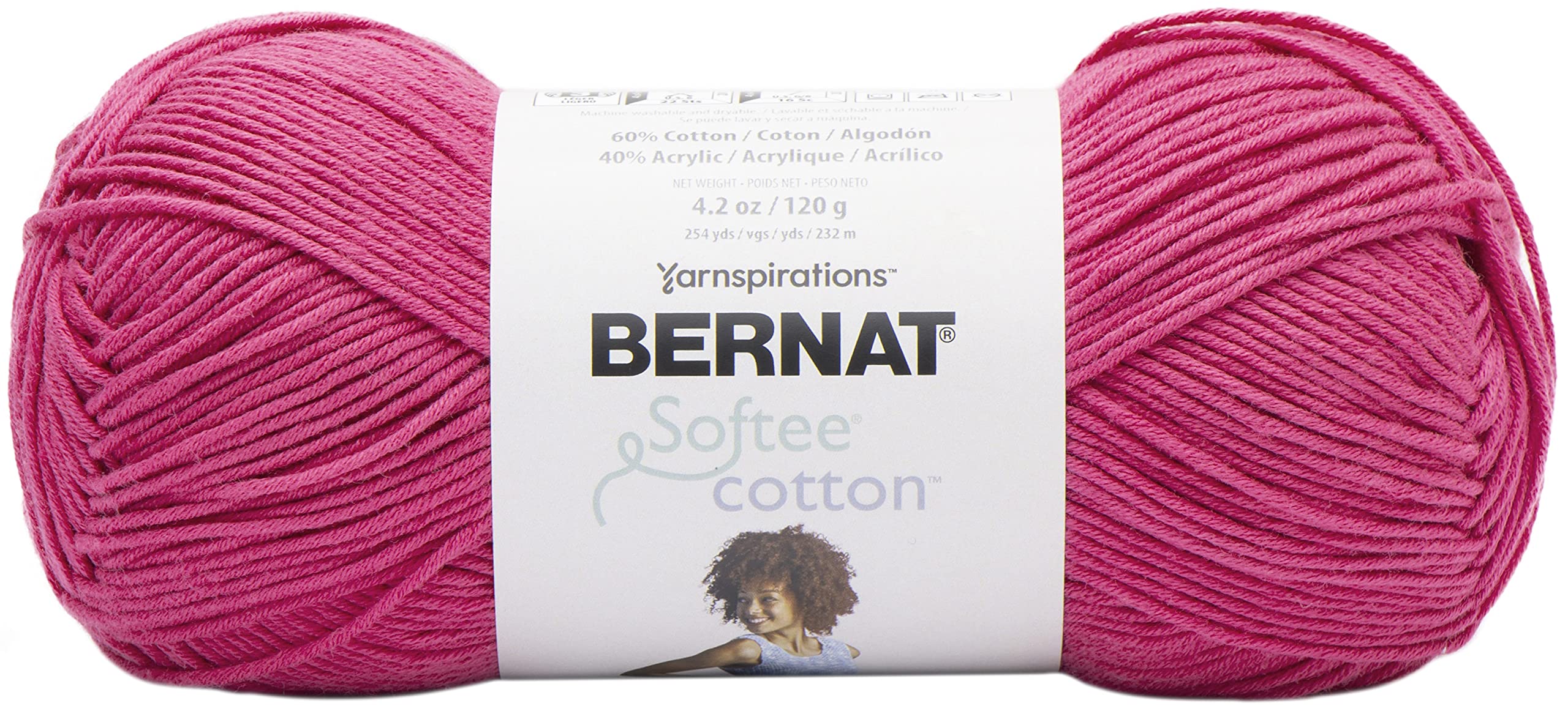 BernatSoftee Cotton Yarn, Fuschia