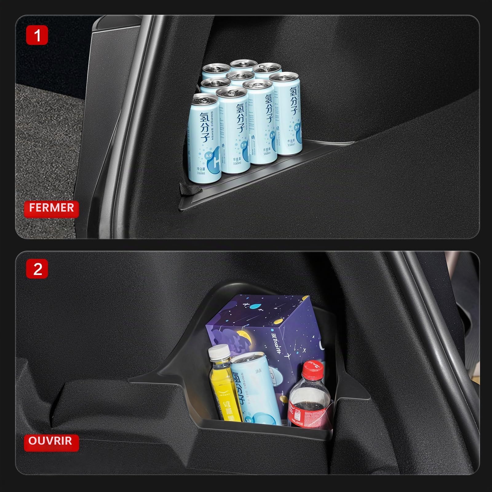 topfit Model Y Juniper Bacs de rangement en TPE boîte de rangement latérale arrière pour Tesla Model Y Juniper 2025-2026