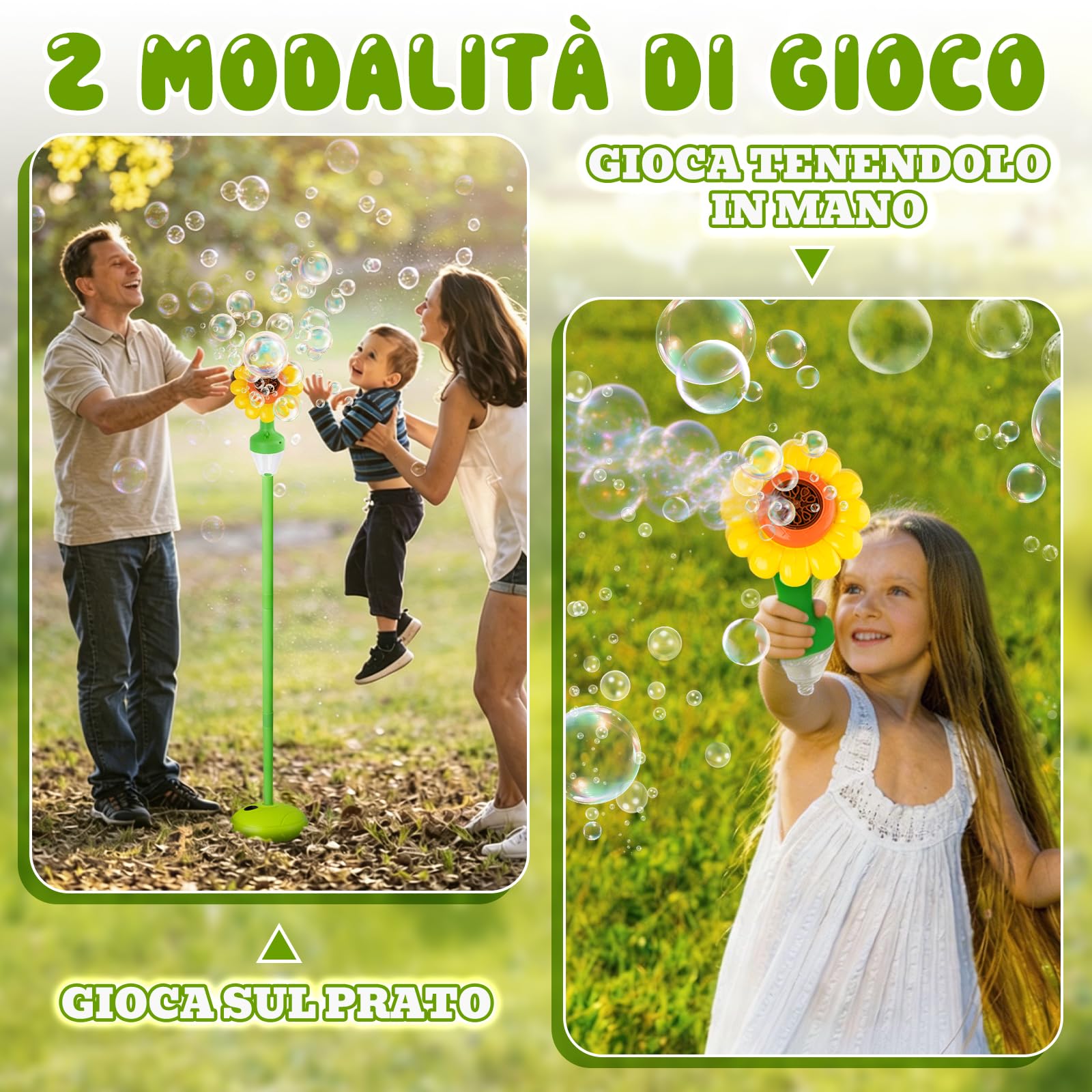 Macchina per Bolle Automatica, Macchina per Bolle di Sapone Ricaricabile con Luci e Musica per Bambini, All'Aperto, Giardino, Compleanno, Matrimonio, Festa, con Telecomando (Giallo)
