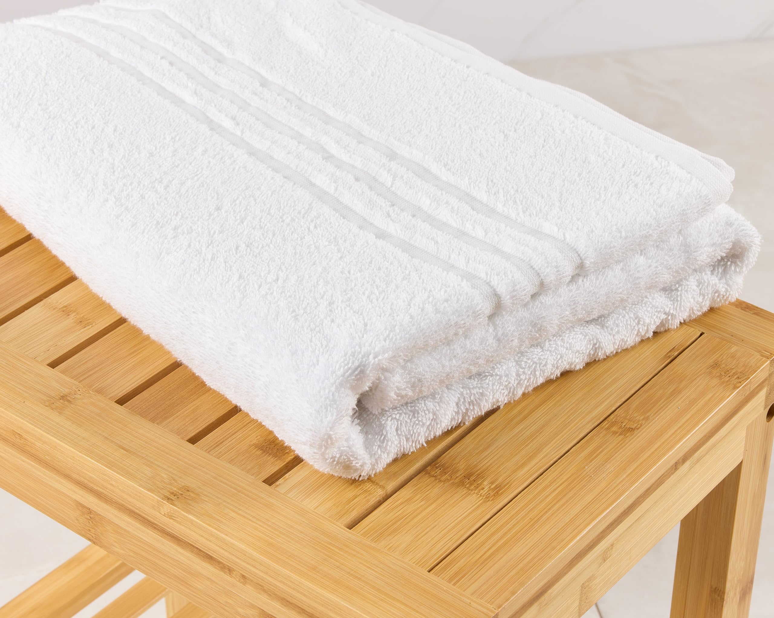 Vision Linens Hotel Grade Super Soft White 100% Cotton Bath Sheet, 450 GSM, Fluffy, Absorbent, 92cm x 150cm (36" x 59"), Non-Shrink Border, Twin Stitched Side Seams - Pack of 1 โ image 1