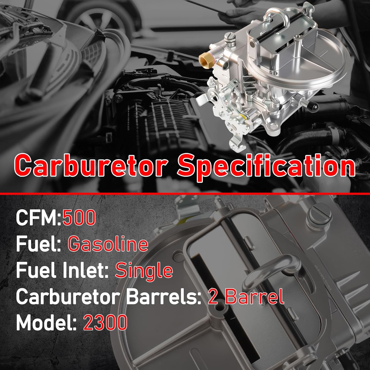 0-80402-2 Marine Carburetor 500 CFM 2 Barrel Electric Choke, Compatible With Holley 0-80402-2 500 CFM Marine Carburetor