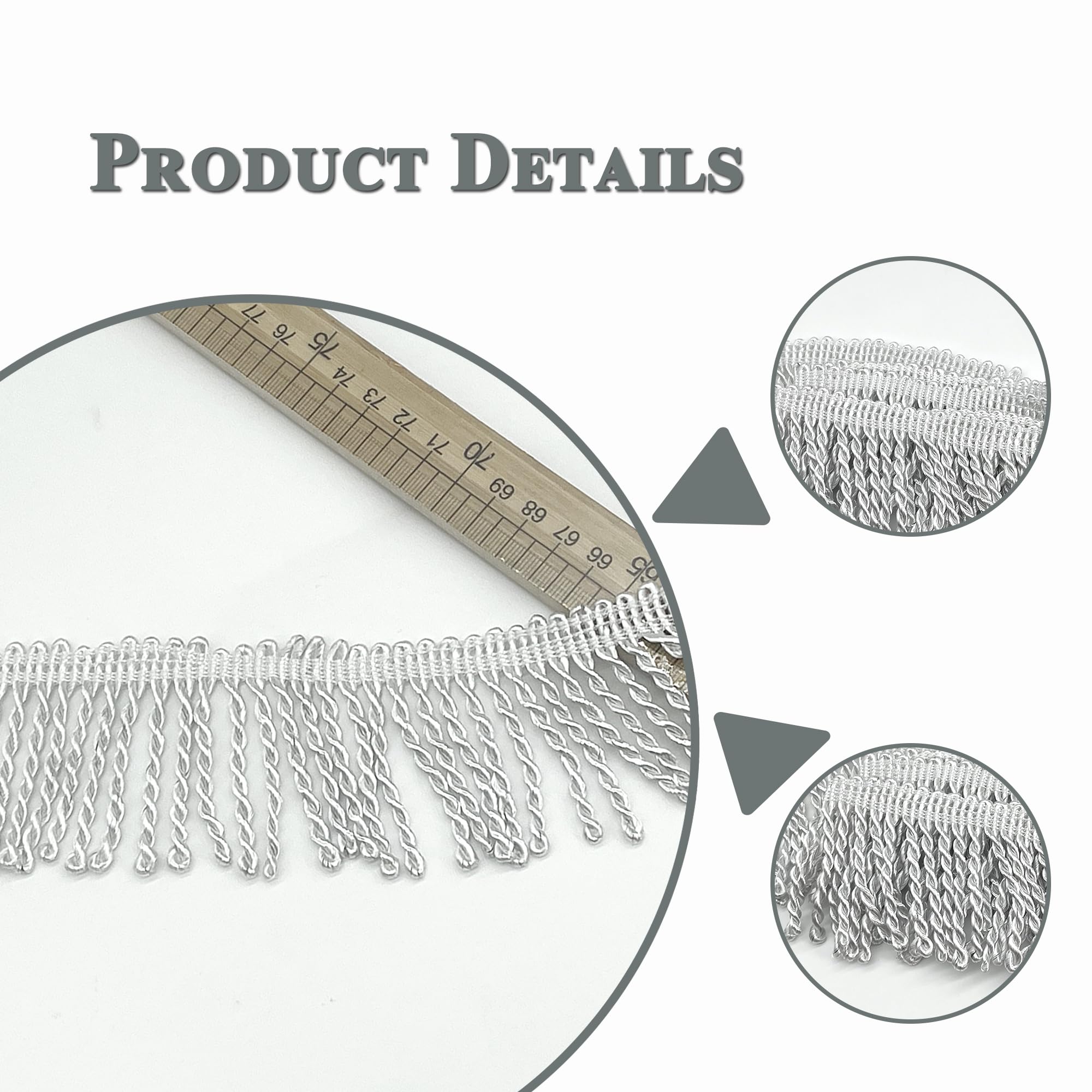 Bordure à Franges Bullion 5m X 6cm - Franges Métallisées Pour Rideaux, Canapés Et Couture DIY