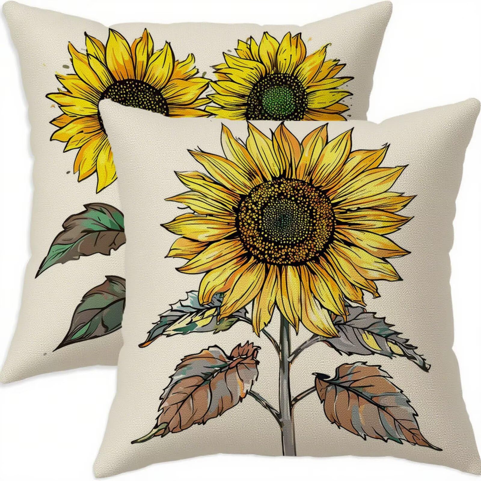 Housse coussin 80x80cm anti tache taie oreiller jaune imperméable