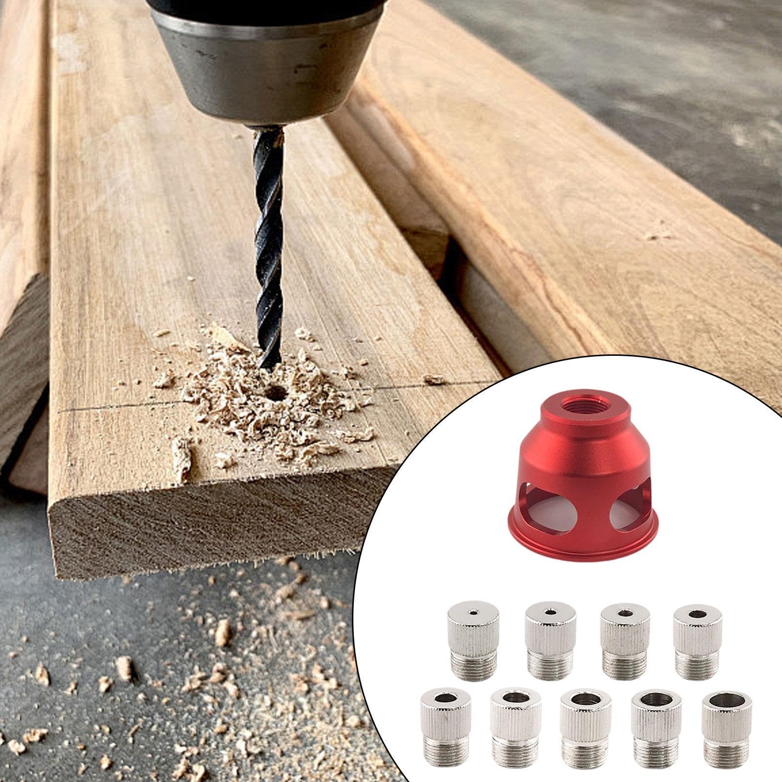 Juego de Guías de Broca Autocentrantes para Perforadora Vertical de 2 a 10 Mm con Casquillos de Broca, Rojo