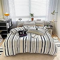 Vista 396 de Luxlovery - Juego de edredón azul neblina, tamaño matrimonial, minimalista, azul polvoriento, edredones de algodón suaves y transpirables, azul