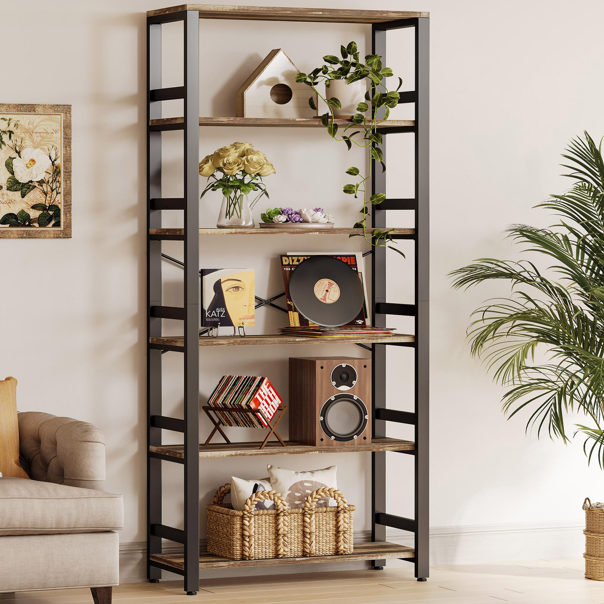 Amazon.com: IRONCK Bookshelf, 31.5in Wide Shelf 6 Tier Bookcase