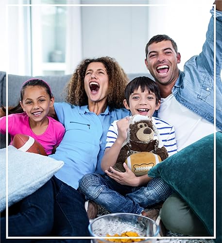 Miniatura 7 de DolliBu Oso Grizzly con ropa de peluche y peluche de fútbol – Oso suave para abrazar, adorable juguete de peluche para jugar, lindo regalo de vida