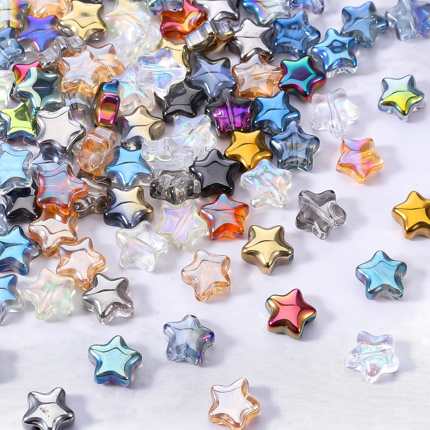 200PCS Glass Star Beads, Colorful Crystal Beads for Bracelets, Decorative Jewelry Bulk Crystal Bead for Crafting & DIY, Cute Star Charms for Earring Necklace Making - 8mm - Image 2