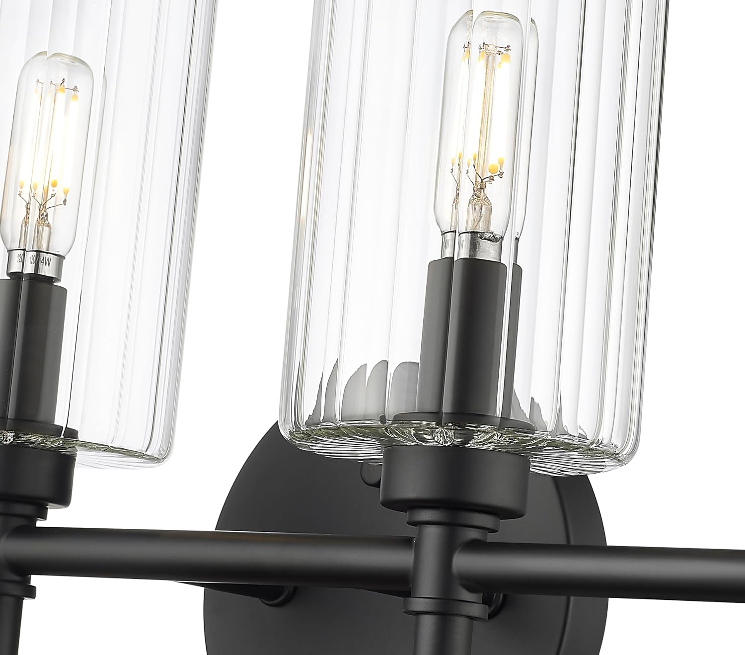 ML Lighting | Chastine Collection | 9924-MB | Indoor 4 Light Vanity in Matte Black with Clear Beveled Glass Shade | Elegant and Versatile Design for Any Bathroom