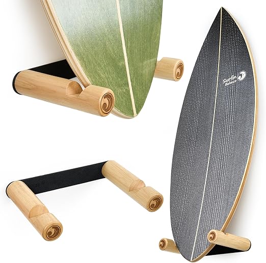 DH FitLife Balance Board Aus Echtholz - Surfbrett Für Indoor Training Mit Rolle & Kugel