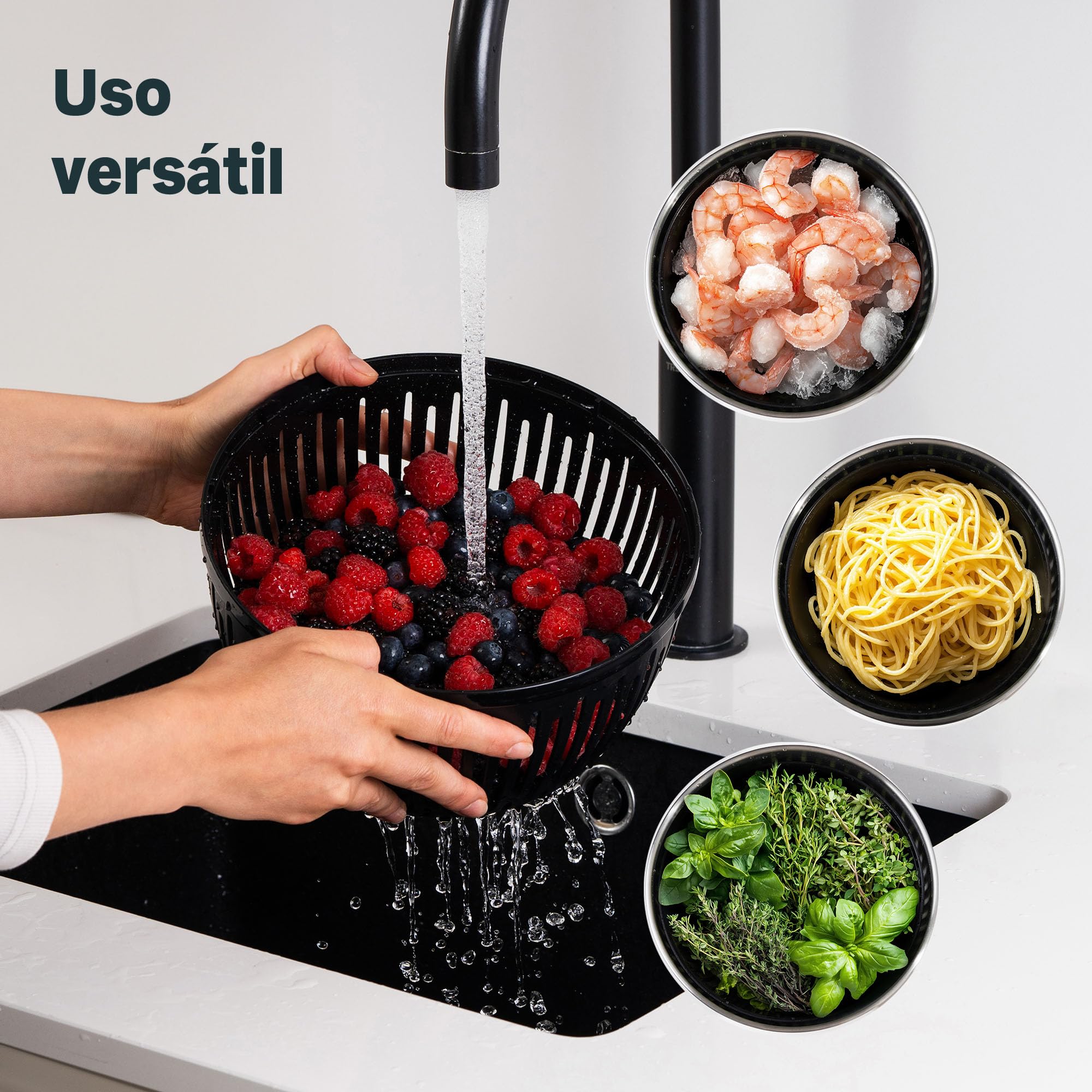 SILBERTHAL Centrifugadora ensalada acero Inoxidable 4,5L - Escurridor lechuga grande - Antideslizante