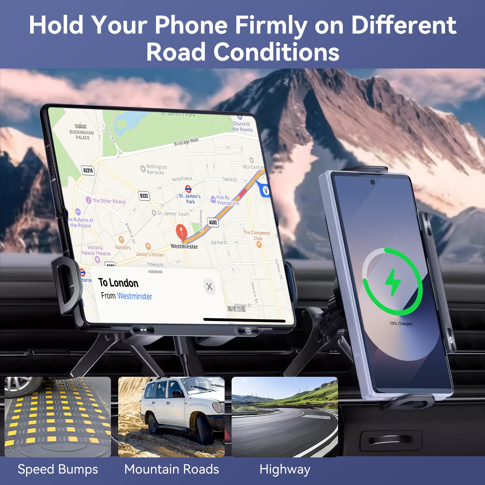 Qoosea 15W Support Telephone Voiture Induction, Qi Rapide Chargeur Induction Voiture Double Bobine, Auto Clamping Chargeur sans Fil pour Samsung Galaxy Z Fold 6/5/4/3/2 S25/S24/iPhone 16/15 Série
