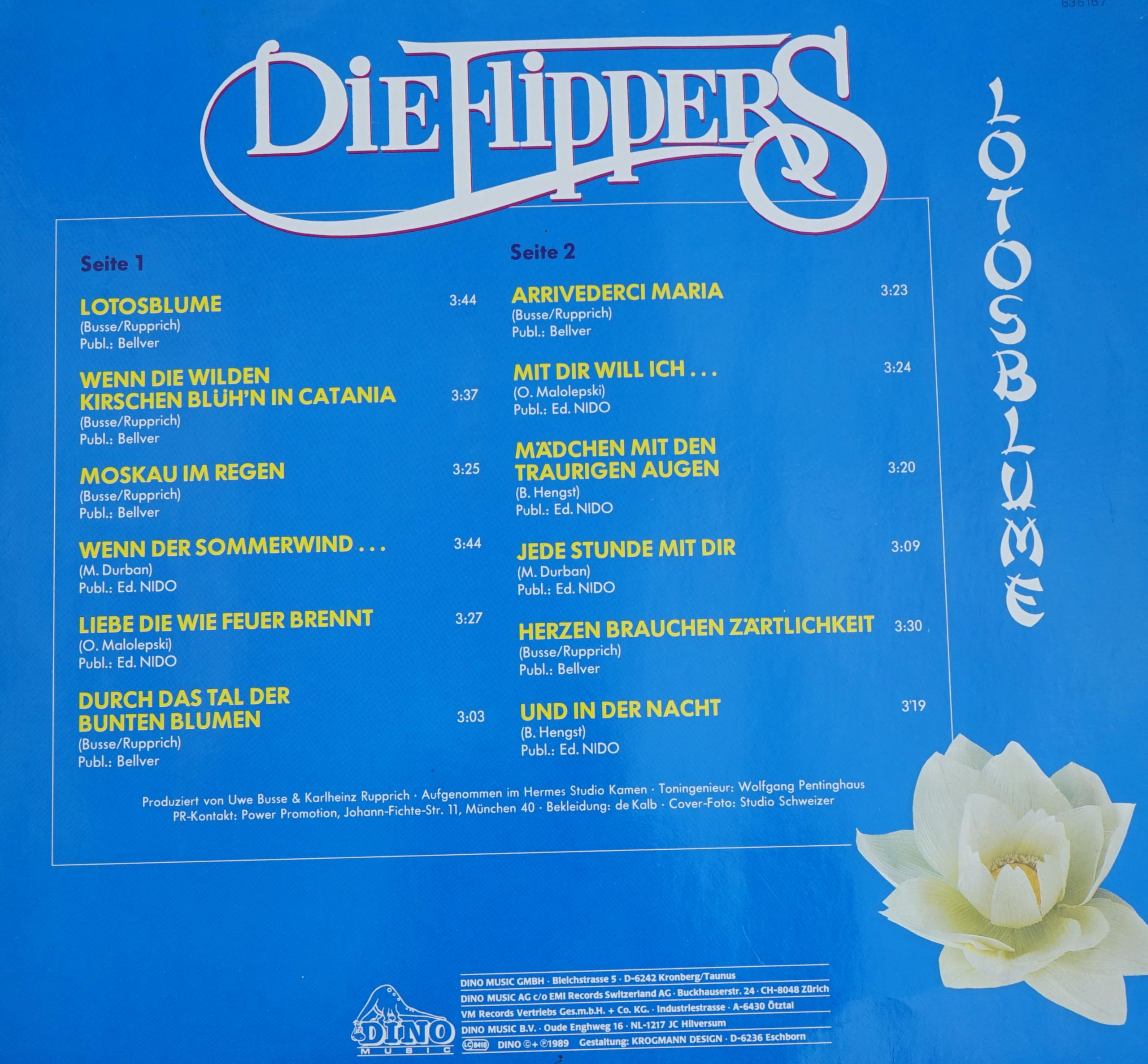Flippers, Die / Lotosblume / 1989 / Bildhülle / Dino Music 2151 / Deutsche Pressung / 12 Zoll 30cm Vinyl Langspiel Schallplatte LP - Keine CD /