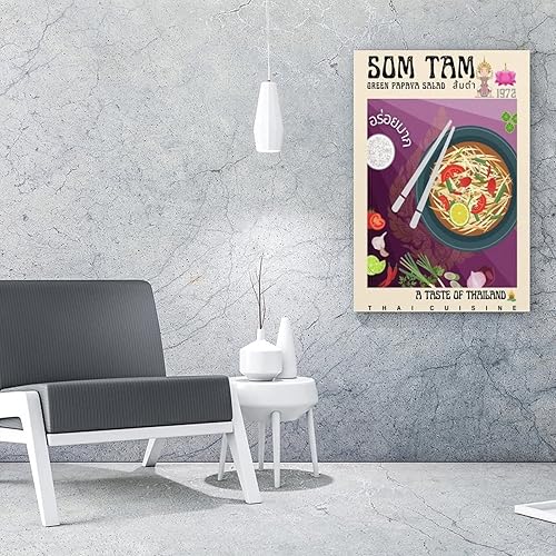 Miniatura 4 de Póster vintage de comida tailandesa, póster de Som Tam, póster de cocina moderna Art Deco, pintura en lienzo, pósteres e impresiones artísticas de