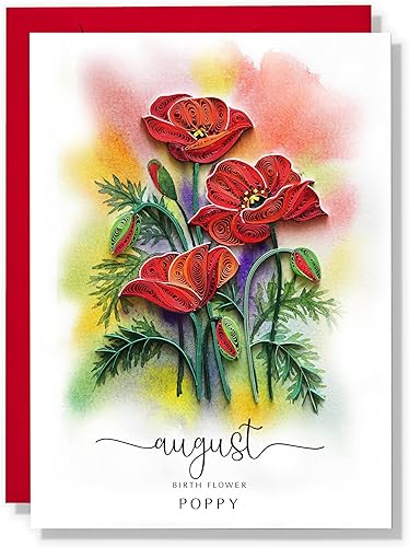 Tarjeta de flores de nacimiento, tarjeta floral hecha a mano para cumpleaños, aniversario, mes de nacimiento flor para mamá, mujer, hija, decoración