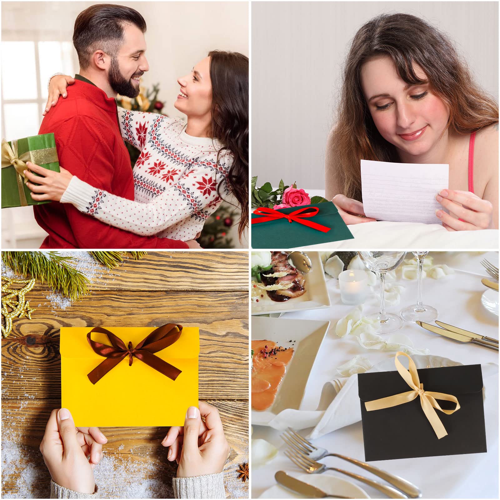 16Pcs Gift Envelopes, Colourful Envelopes with Ribbon Kraft Paper Envelopes Vintage Envelopes for Valentine's day, Mother's Day, Invitation Greeting Card, Christmas Card, Graduation Card, Teacher Card - Image 3