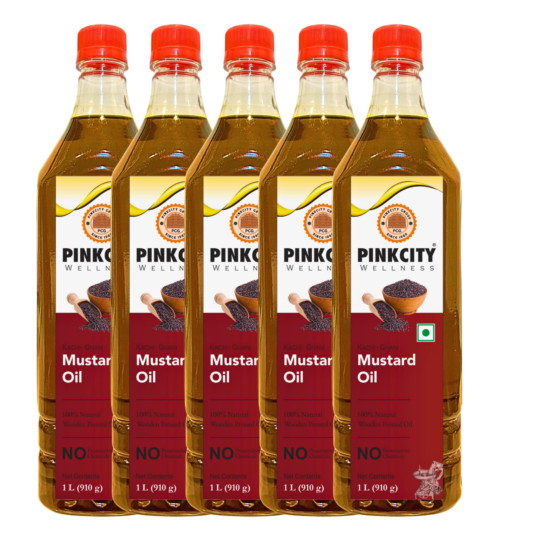 Pinkcity Wellness Wooden Cold Pressed Mustard oil | 5 Litre | 1 Litre x 5 (B0CQVDC67R) Amazon Price History, Amazon Price Tracker