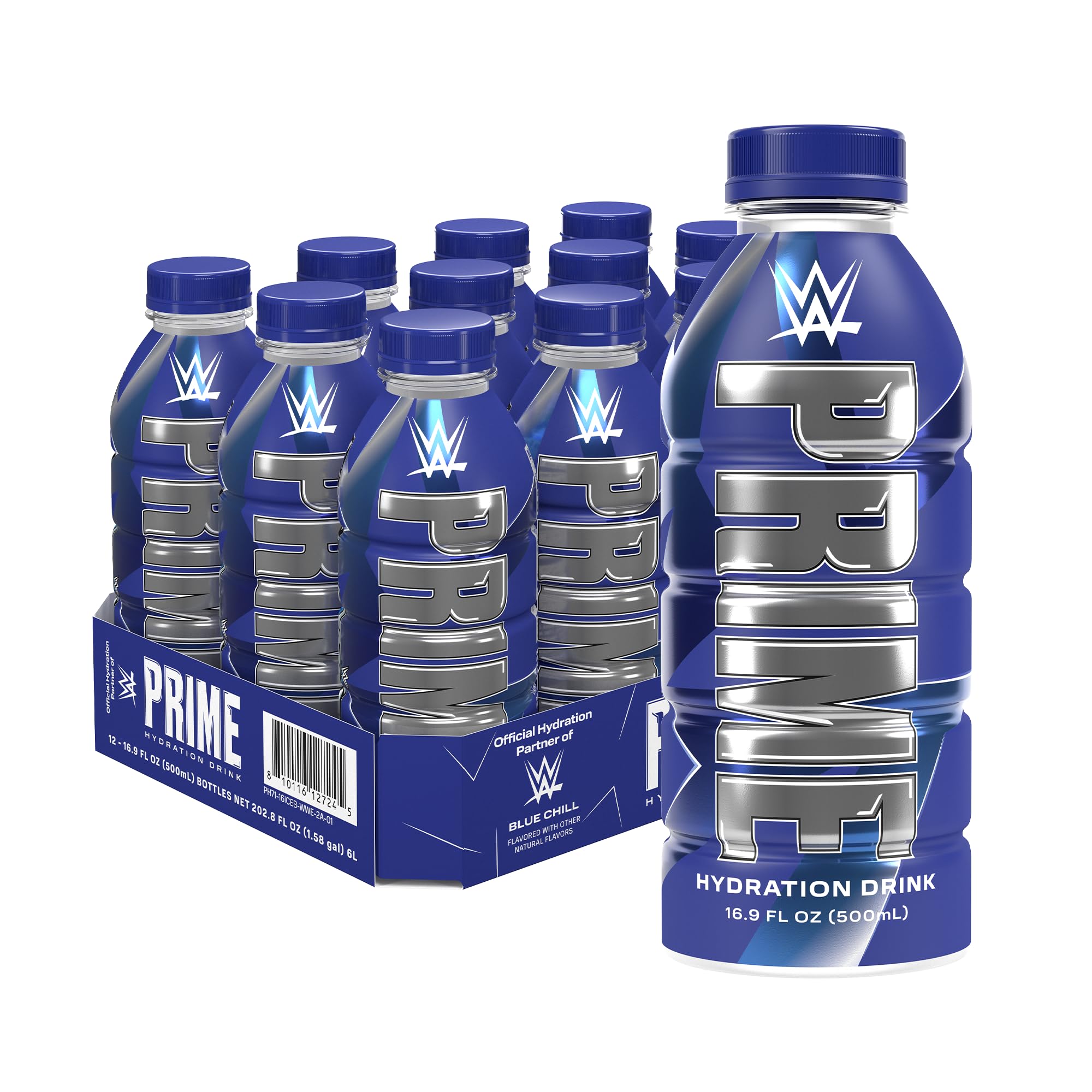 PRIME Hydration, WWE Sports Drinks, Electrolyte Enhanced for Replenishing Fluids, 250mg BCAAs, B Vitamins, Antioxidants, Low Sugar, 16.9 Fl Oz, 12 Pack
