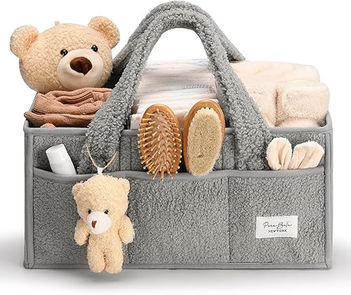 Miniatura 12 de PeraBella Organizador Caddy de Pañales para Mesa de Cambio, Cesta de Almacenamiento para Toallitas, Regalo para Baby Shower, Organizador de Carro