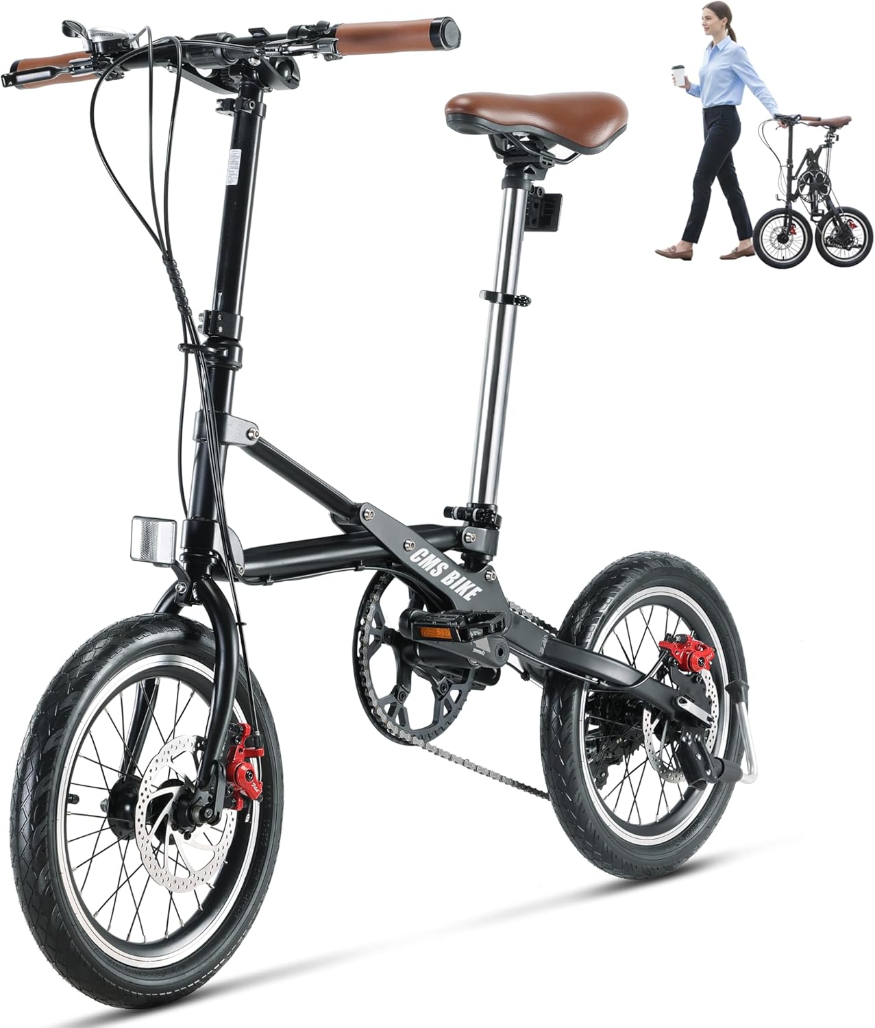 1-Second Quick Fold Bike: 16 Inch Adult Folding Bicycle, Lightweight 33lbs & 95% Pre-Assembled, 7-Speed Commuter Bike, Ultimate Space-Saver for City Travel