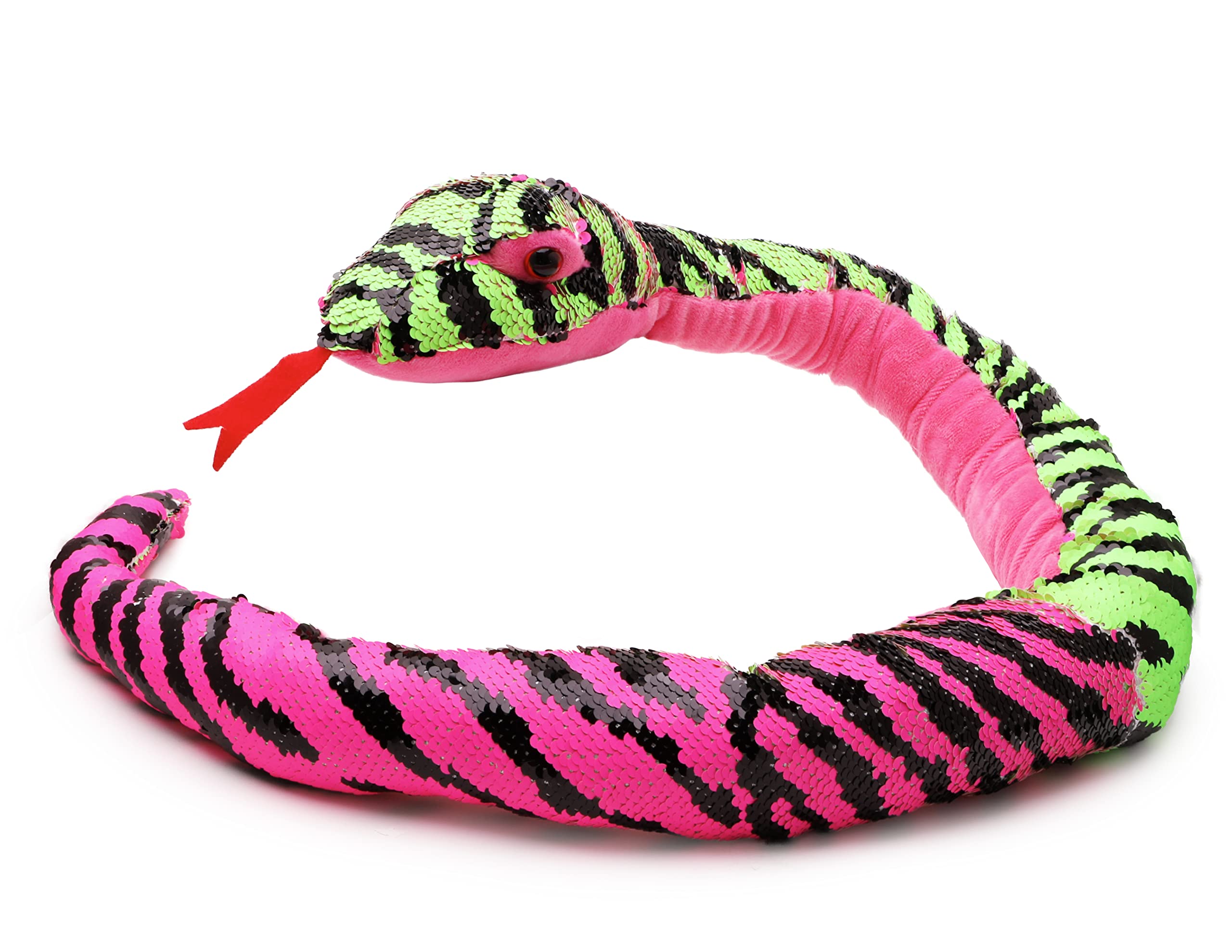 Toyland® Peluche Serpent en Peluche 57 cm - Paillettes révélatrices - Paillettes réversibles (Rose & Turquoise